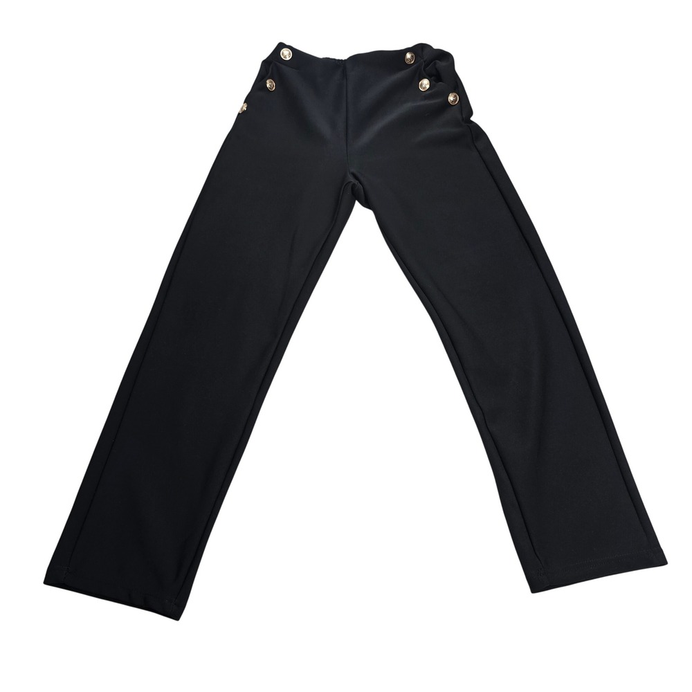 Young‎ & Chic Sailor Button Trousers Women S Black Elastic Waist Pants